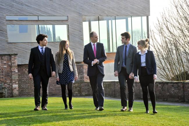 The King's School Worcester headmaster Matthew Armstrong with pupils